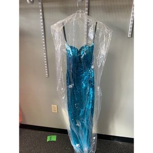 Teal Sequin Prom Dress